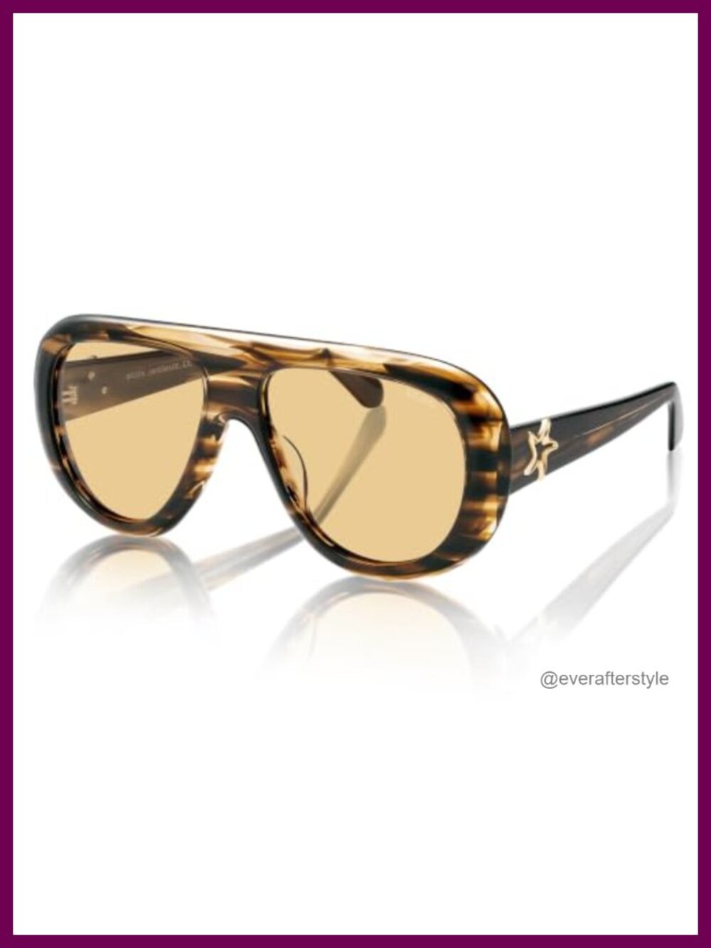 Oversized Aviator Acetate Polarized Sunglasses UV400 Star Temple